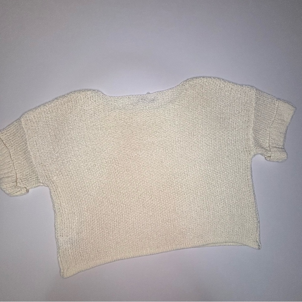 Fab'rik Women's Textured Cream Knit Top - Picture 2 of 5
